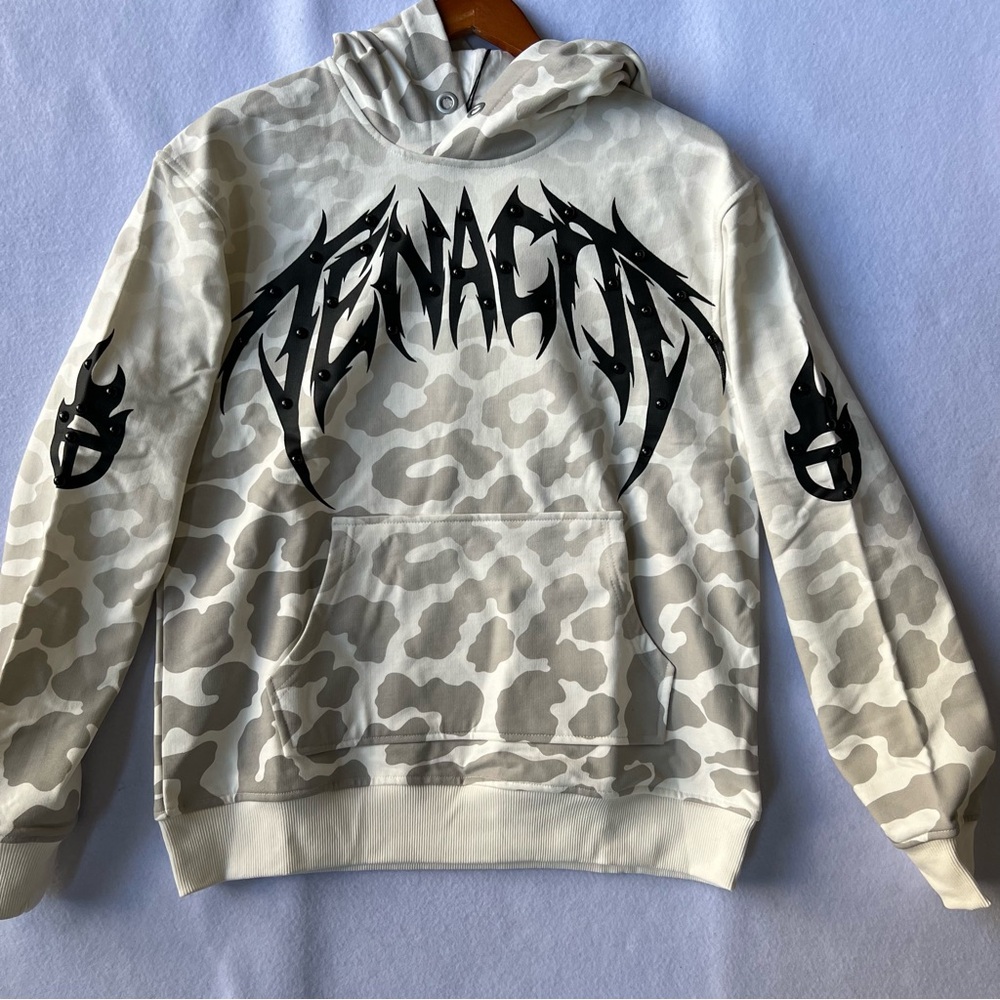 Tenacity Studded Logo Cream/Gray Camouflage Hoodie - New with tags. Retail $200